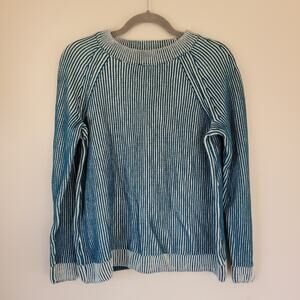 Lands' End Drifter Teal Blue Ribbed 100% Cotton Sweater Women's Small